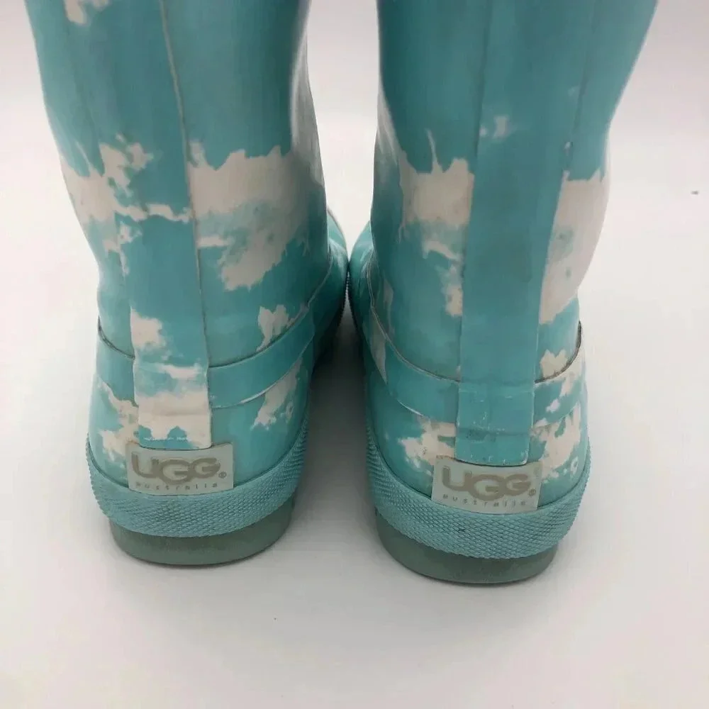 Size 3 Blue White UGG Rain Boots